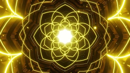 Abstract Golden Neon Tunnel Seamless Loop Background