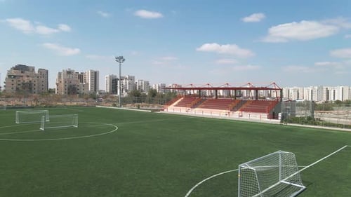 Soccer Field at The Morning ,at Southern District City In Israel Named By Netivot