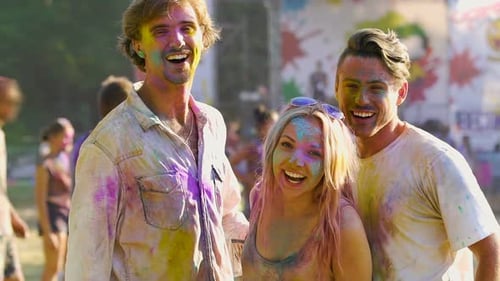 Smiles on Happy Faces of Young People Enjoying Traditional Indian Holi Festival