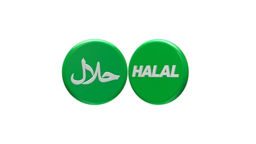 Grünes Halal 3D Icon Nahtlos gedreht V2