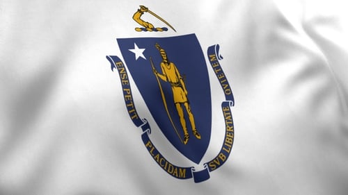 Massachusetts State Seal Waving Flag Animation