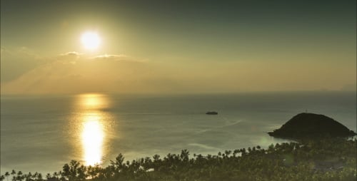 Sea Sunset With Peninsula