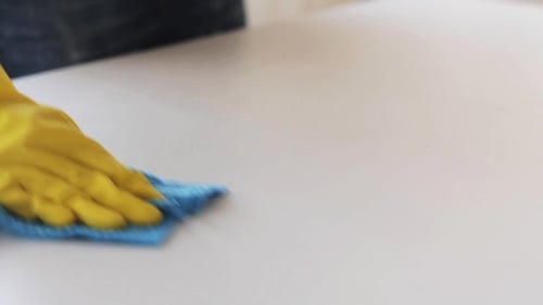 Cleaning a Surface with Glove and Microfiber Cloth