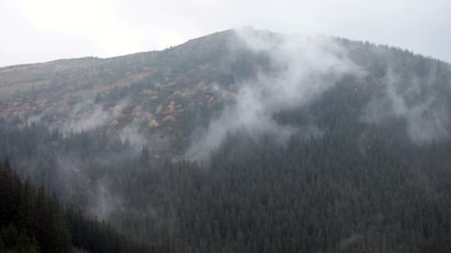 Mountain Landscape. Nature. Fog Clouds.