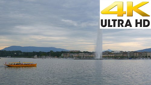 Jet d'eau-Brunnen am Genfer See in der Schweiz