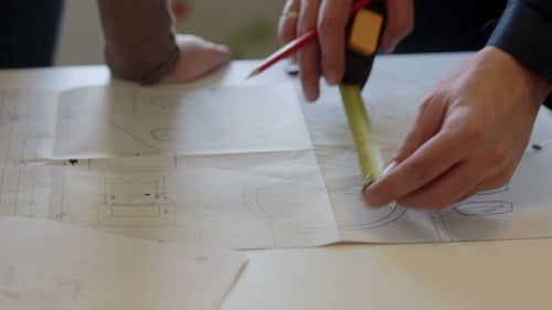 Le concepteur et le travailleur discutent du plan de réparation.