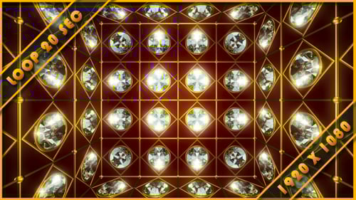 Golden Geometric Tunnel with Sparkling Diamonds Seamless Loop