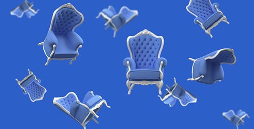 Blue Ornate Royal Armchairs Floating Decorative Background