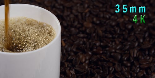 Coffee Pouring into a White Mug Close Up