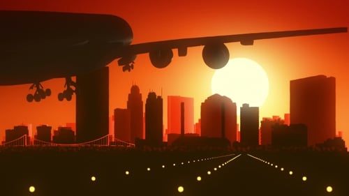 Toledo Ohio Airplane Skyline Sunrise Landing