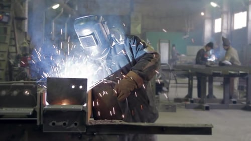 Welding Light On a Worker