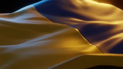 Blue and Yellow Waving Fabric Motion Background Loop