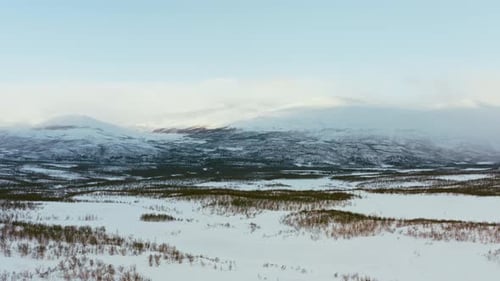 Aerial View Winter Landscape of Mountain Ranges