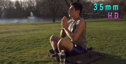 Young Adult Doing Yoga in the Park