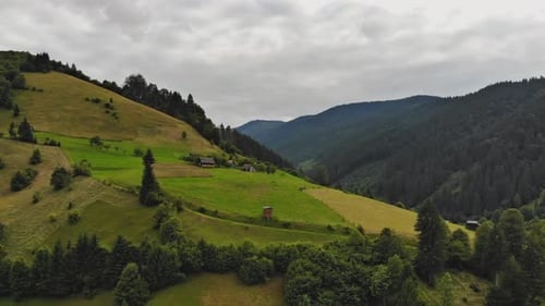 Vue panoramique sur la forêt sur les montagnes des Carpates, beau fond de ciel bleu, ukrainien