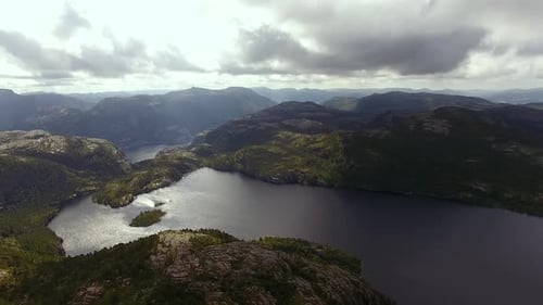 Aerial view of mountains lakes in summer