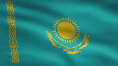 Realistic Waving Flag of Kazakhstan