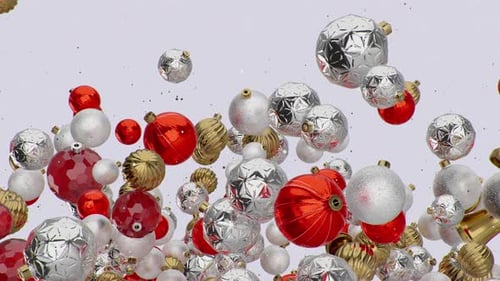 Dynamic Christmas Ornaments in Red, Gold, and Silver