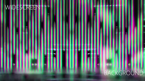 Widescreen Neon Glitch Vertical Lines Animated Background