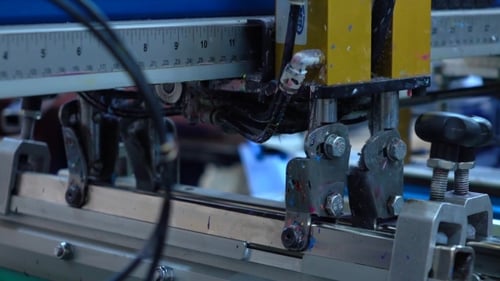 Close-up of Industrial Screen Printing Machine