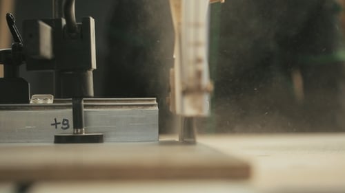 Saw Cuts Wood At Workshop