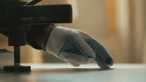 Saw Cuts Wood At Workshop