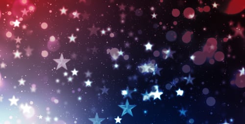 Patriotic Red White Blue Stars and Bokeh Background