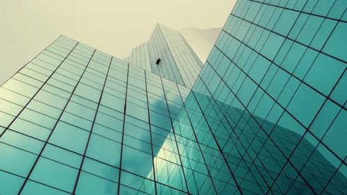 Time Lapse of Modern Highrise Office Building Looking Up From Ground