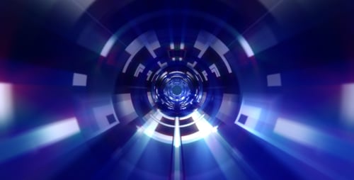 Futuristic Blue Cyber Tunnel Motion Loop Background