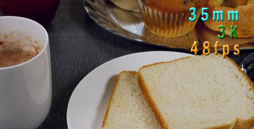 Close up Breakfast Food with Bread and Butter