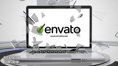 Laptop Screen Breaking Logo Reveal Animation