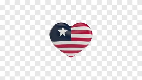 Animated 3D Liberian Flag Heart Rotation with Pulse