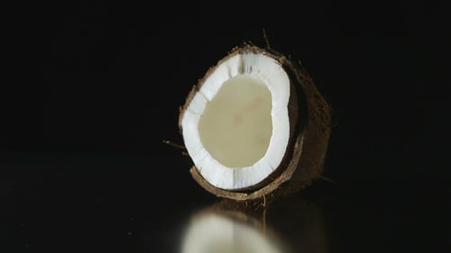 Half Of The Coconut On a Dark Background