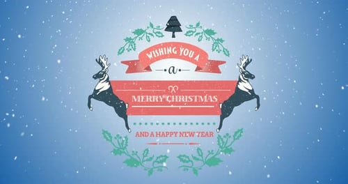 Holiday Greetings Graphic with Snow and Reindeer