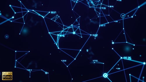 Futuristic Digital Network Connections with Animated Data Flow