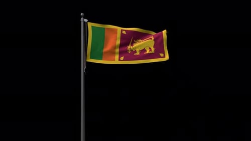 Realistic Flag of Sri Lanka Waving on a Pole