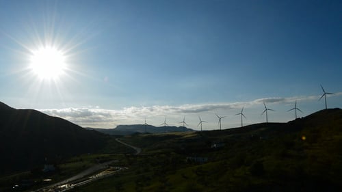 Scenic Hills with Renewable Wind Energy Turbines