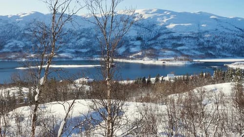 Snowy Mountain Landscape on a Sunny Winter Day