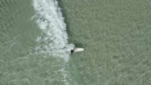 Aerial view of woman surfing.