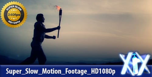 Man Running with Torch at Sunset Hillside