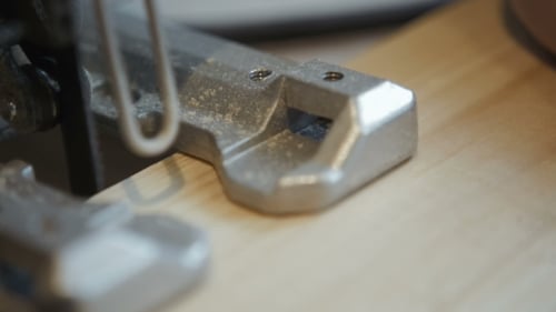 Jigsaw Cuts Wood in Close Up View