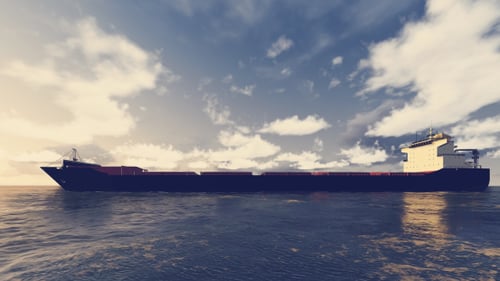 3D Cargo Ship On The Sea