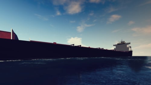 3D Cargo Ship On The Sea - Sunny Day