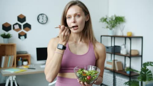 Woman Eating Salad for Healthy Lifestyle