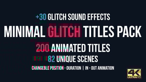Minimal Glitch Titles Pack + 30 Glitch Sound Effects