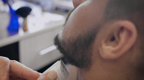 Beard Trim Close Up with Electric Razor