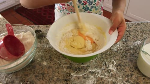 Young girl making Christmas cookies at home