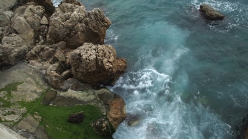 Sea Waves Crashing On Stone.