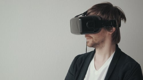 Adult Man Using Virtual Reality Headset