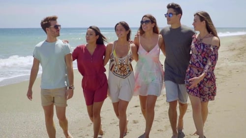 Happy Group Of Young Students Walking On a Beach